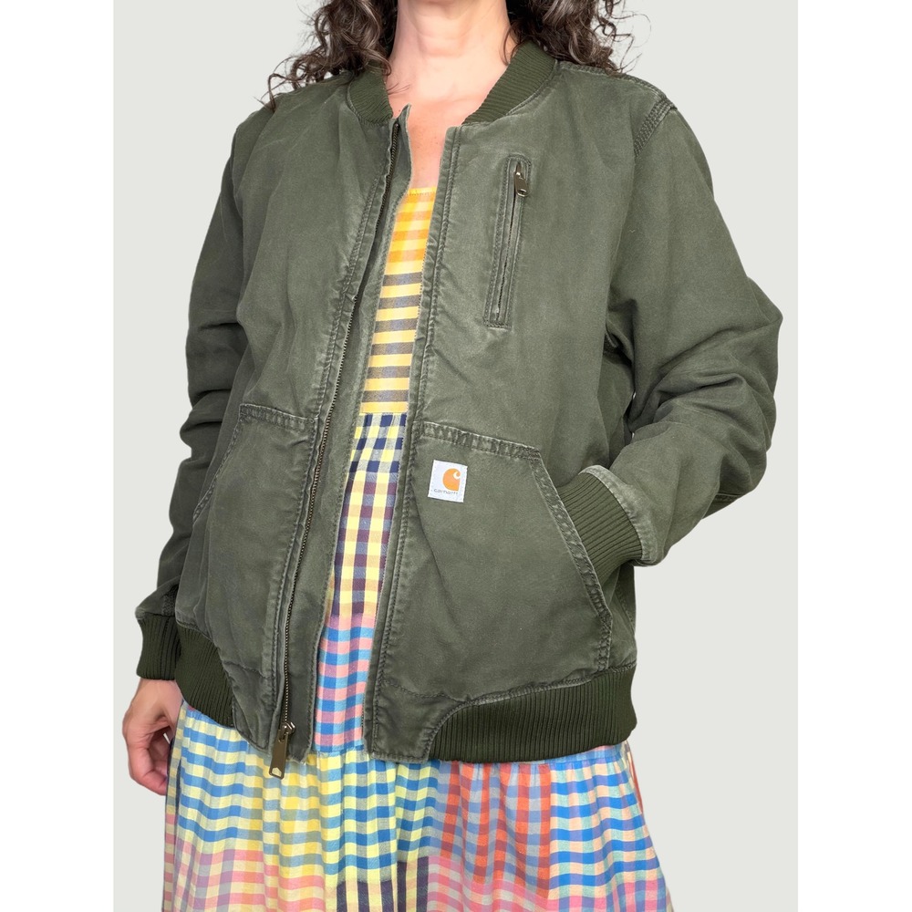 Carhartt Women Crawford Rugged Flex Canvas Bomber Jacket Olive XL 102524-307